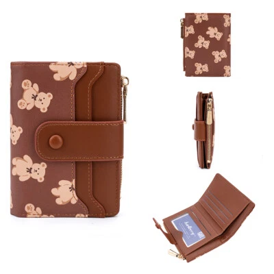 Cute Flowers Leather Small Wallet for Girls Women Bifold Cash Pocket Card Holder - Image 1 of 4