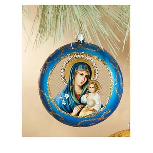 Virgin Mary Eternal Bloom  Religious Round Christmas Not Breakable  4 3/4" - Picture 1 of 3