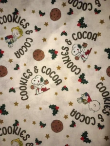 Tela de costura de vacaciones Snoopy galletas y cacao artesanía longitud pieza 13" x 9" - Imagen 1 de 2