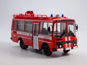 Autobús de bomberos 1:43 PAZ-3205 AG-12 con cargador, número especial №2, colección Modimio - Imagen 1 de 3