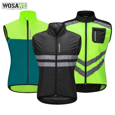 WOSAWE Herren Reflektierend Fahrradweste MTB Bike Winddicht ärmellos Jacke Vest - Image 1 of 4