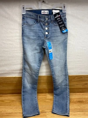 Jordache Youth Girls Super Skinny Stretch Blue Jeans Buttons Up Size: 8 Regular - Image 1 of 4