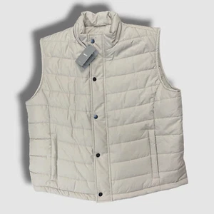 $596 Neiman Marcus Men's Beige Collar Sport Vest Jacket Size XXL - Picture 1 of 2