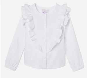 Blusa de tela Oxford con volantes CLASSIC PREP - blanca - nueva con etiquetas niñas 14 - Imagen 1 de 2