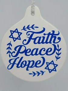 'Faith Peace Hope' Estrella de David Hanukkah Adorno de Cerámica - NUEVO - Imagen 1 de 1
