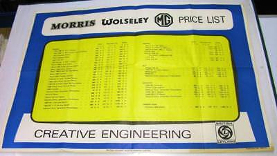 BRITISH LEYLAND Morris Wolseley MG VDP Showroom Poster-style Price List 1969 On • 76.21€