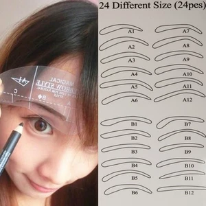 JUEGO de plantillas 24 cejas ayuda Eye Brow Shaping maquillaje cosmético kit - Imagen 1 de 6