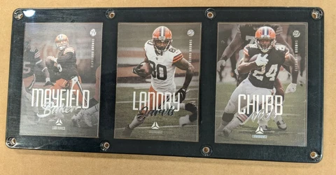 CLEVELAND BROWNS 3 CARD PLAQUE BAKER MAYFIELD JARVIS LANDRY NICK CHUBB Cover