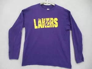 Los Angeles Lakers Shirt Mens Large Purple Yellow Long Sleeve Logo NBA Graphic - Picture 1 of 22