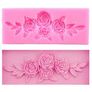 Leaf Rose Flower Mold Silicone Tray for Cake Fondant Candy Resin Clay 1pc - Picture 1 of 12