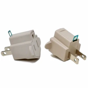 2 Pack 3 to 2 prong AC Polarized Grounding Power Plug Adapter ETL RATED BEIGE - Picture 1 of 5