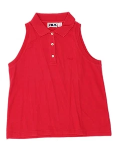 FILA Womens Sleeveless Polo Shirt US 8 Medium Red Cotton BO12 - Picture 1 of 3