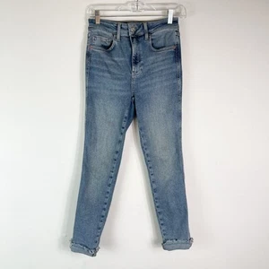 Pantalones de mezclilla Free People para mujer azules tiro alto dobladillo crudo con puños talla 28 nuevos sin etiquetas - Imagen 1 de 4