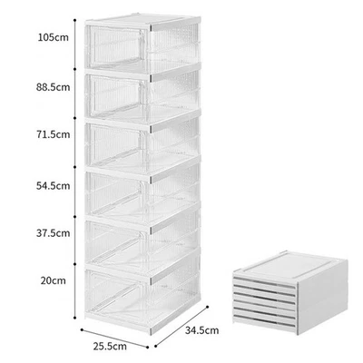 Contenitore porta scarpe trasparente con 6 strati adatto a più stili di scarpe - Immagine 1 di 4