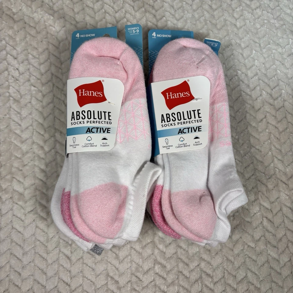 Women’s Hanes Absolute Active No Show Socks 8pr Size 5-9 Retail $28 - Image 1 of 4