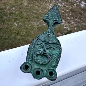 Vintage Roman-Style Bronze Head Figural Oil Lamp Reproduction Home Decor 5" - Picture 1 of 6