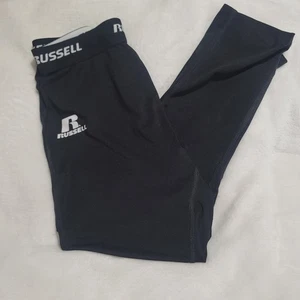 Russell Black Dri Fit 3/4 Length Training Tights Pants Youth Boys Medium - Picture 1 of 6