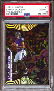 2022 Panini Illusions Lamar Jackson Black Ice Trophy Collection #/50 PSA 10 Pop1 - Picture 1 of 2