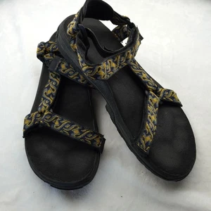 Teva Mens Size 8 Sport Sandals Black with Blue & Yellow Web Straps - Picture 1 of 8