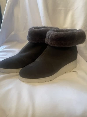 Botas de tornozelo femininas Steven Natural Comfort couro bingo camurça cinza ~ NOVAS - Imagem 1 de 4