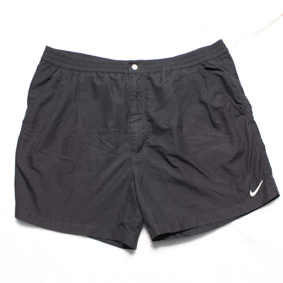 Vintage Nike Women’s Black Nylon Shorts XL Swim Running Zip Pocket 90s Y2K - Image 1 of 4