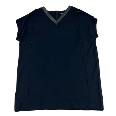 Lane Bryant Sheath Dress Plus Size 18/20 Black Faux Leather Trim Cap Sleeve - Image 1 of 4