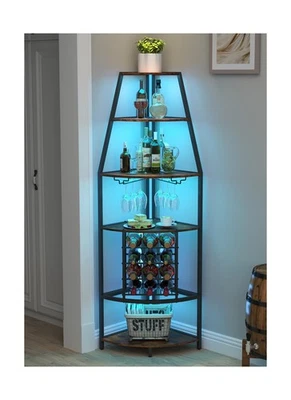 Baoz 6 Tier Corner Wine Rack with LED Light Wine Rack Freestanding Floor with... - Image 1 of 4