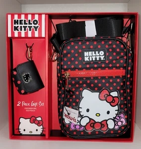 Hello Kitty 2 Piece Gift Set Crossbody Bag /Tech Pouch Red/Black/NIB - Picture 1 of 5