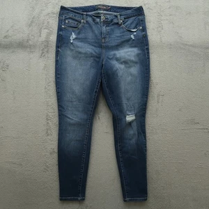 Torrid Jeans Women's Size 14R Blue High-Rise Skinny Denim 28" Inseam Distressed - Picture 1 of 16