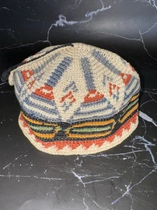 Vintage Yarmulke KURDISH TRIBAL HAND KNITTED HAT SKULL CAP - Picture 1 of 7