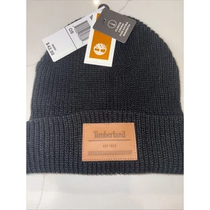 Timberland Beanie Mütze Fleecefutter Big Brown Patch OS Herren Winter Neu mit Etikett Cap schwarz - Bild 1 von 4