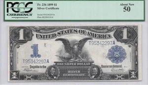 Beautiful Large 1899 $1 Black Eagle Silver Certificate PCGS 50 About New - Picture 1 of 2
