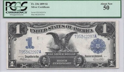 Beautiful Large 1899 $1 Black Eagle Silver Certificate PCGS 50 About New - Image 1 of 2