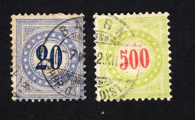 Switzerland 1878-1908 set of stamps Porto Mi# 6, 22used CV=25.2$ - Image 1 of 2