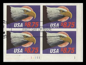 SC #2394 - 8,75 $ EXPRESS MAIL ADLER - GEBRAUCHTER PLATTENBLOCK 4 - Bild 1 von 1