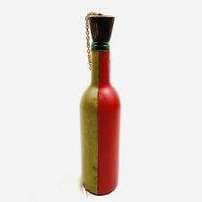 Vintage Glass Bottle Green Leather Cover Wood Stopper 02 70