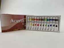 12 Color Acrylic Paint Set 12 ml Tubes Artist Draw Painting Rainbow Pigment New!