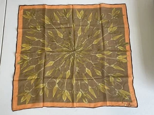 Vintage VERA Neumann Silk Scarf Ladybug Signed Orange & Brown Geometric Striped - Picture 1 of 7