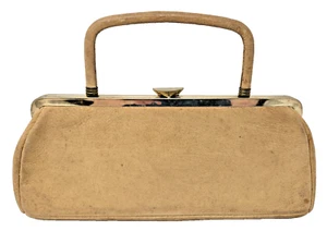 Borsa da polso da sera vintage anni 60 borsetta borsetta pelle pochette chiusura oro 7,5" x 11" - Foto 1 di 6