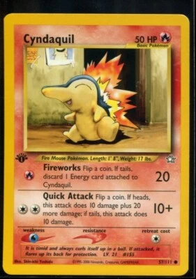 Cyndaquil - 1st ed Edition Neo Genesis 57/111 2000 NM Pokemon WOTC - Image 1 of 2
