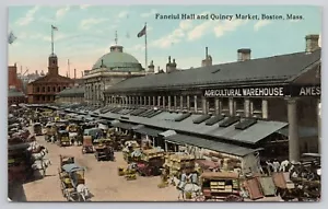 Faneiul Hall and Quincy Market Boston MA Massachusetts 1913 Postcard - Picture 1 of 2