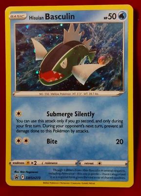 HISUIAN BASCULIN Holo RARE POKEMON 2022 Sword & Shield TCG Promo Card# SWSH 273 - Image 1 of 4