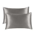 New Satin Silk Pillowcase Pack Of 2 Cover King Queen Size Luxury Cushion Cover