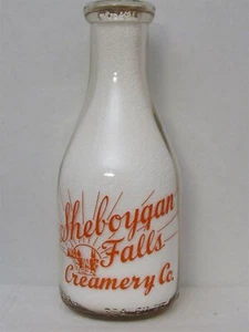 TRPQ Milk Bottle Sheboygan Falls Creamery Dairy Sheboygan Falls WI - Picture 1 of 2