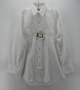 VINTAGE Ely Cattleman Shirt Men Medium White Western Pearl Snap Woven Cowboy NEW - Picture 1 of 11