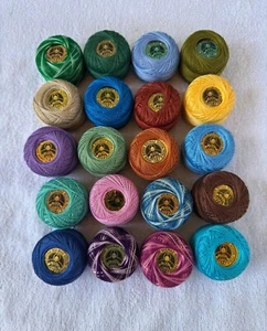 20 Balls Perle Cotton No:12 Embroidery Thread in Assrtd 20 different colours #11 - Picture 1 of 5
