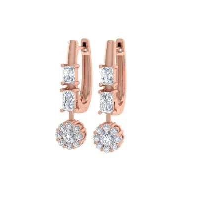 1.30 Ct Lab Grown CVD Diamond Huggie Earrings 18k Rose Solid Gold Birthday Gift - Image 1 of 4