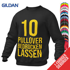 10 Pullover bedrucken lassen Gildan Sweater Heavy Blend S bis 3XL Siebdruck