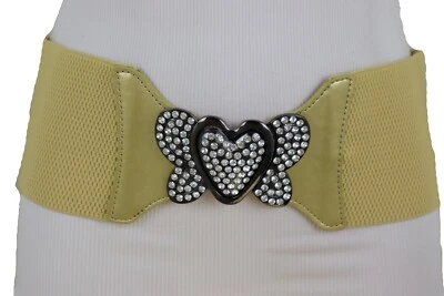 Mujeres Ancho Elástico Dorado Moda Cadera Cintura Alta Cinturón Mariposa Corazón Hebilla S M Foto 1 de 4