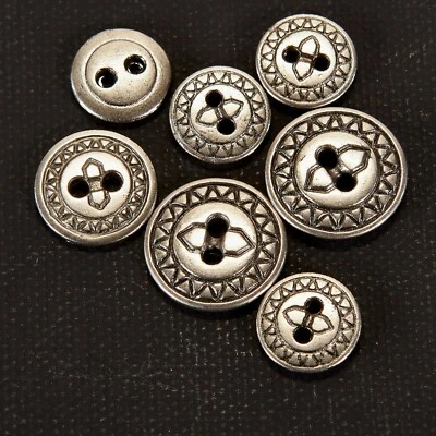 VTG Pewter Style 2 Hole Metal Buttons - Image 1 of 2